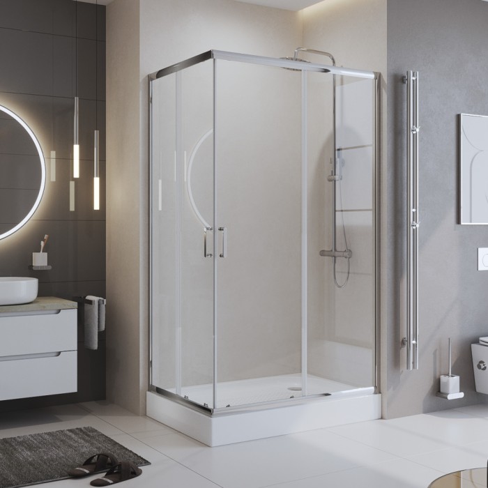 Душевой уголок 90x195 BelBagno, глянцевый хром, Uno-195 арт. UNO-195-AH-2-90/70-C-Cr