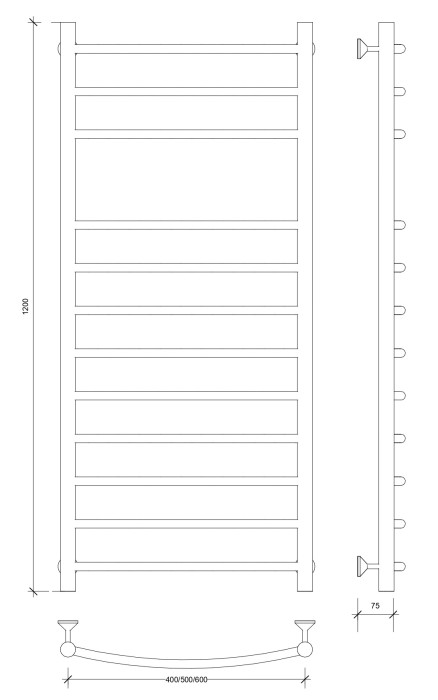 Полотенцесушитель водяной 120x60 Милан 5 (хром) Secado арт. 4603777445171