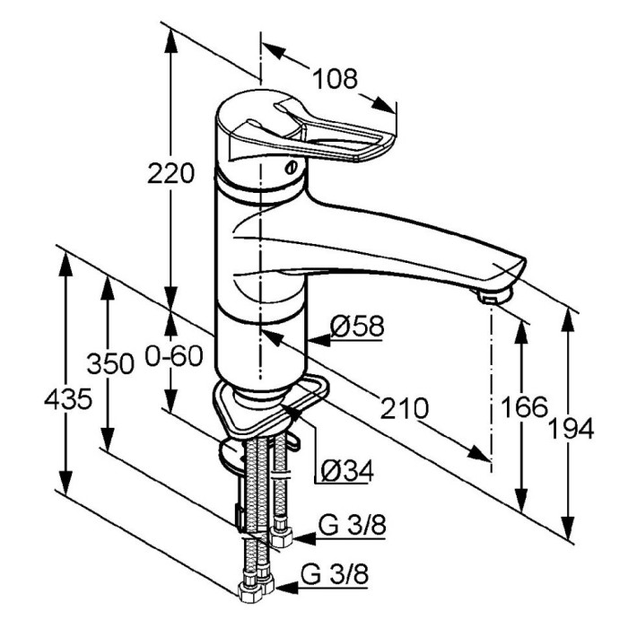Однорычажный смеситель для кухни, для безнапорных водонагревателей, mx Kludi, хром - 399050562