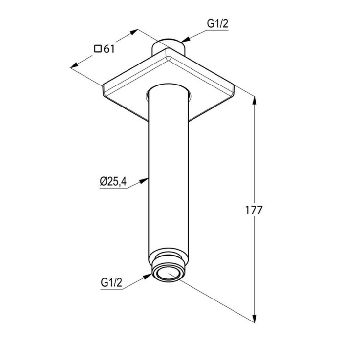 Потолочный кронштейн, 150 мм, квадратный отражатель, a-qa Kludi, хром - 6653505-00
