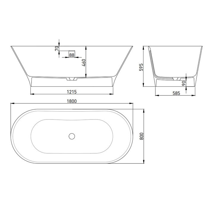 Ванна отдельностоящая 180,7x81, глянцевая, Salini MONA180х80 арт. 102911G