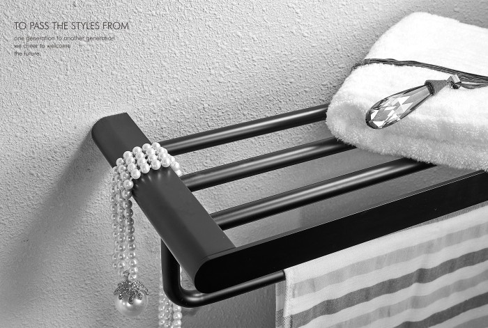 Полотенцедержатель с полкой, Wonzon & Woghand Carbon, WW-7781 цвет: черный