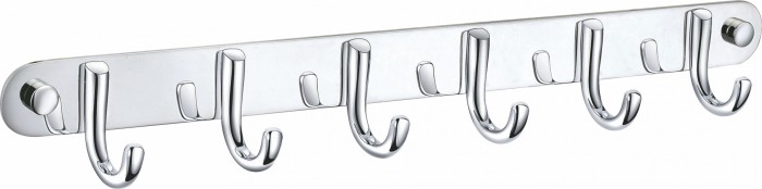 Вешалка с 6 крючками для ванной, Wonzon &amp; Woghand, WW-9384-6 цвет: хром