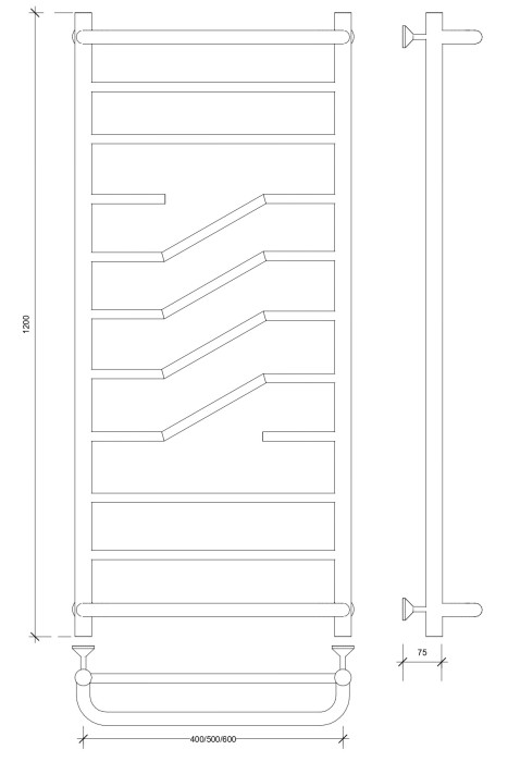 Полотенцесушитель водяной 120x40 Риволи СП (черный) Secado арт. 4673739228418