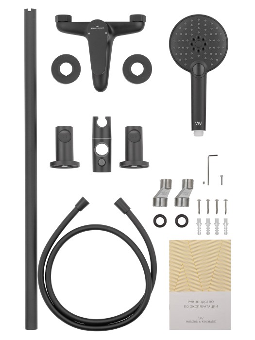 Смеситель для ванны с душевым гарнитуром, Wonzon & Woghand Alfa, WW-AE3205-MB цвет: черный