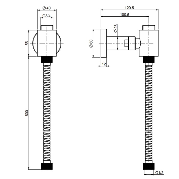 Fima Carlo Frattini Подвод воды, со шлангом 60см., Colonne doccia, F2124OR цвет: золото