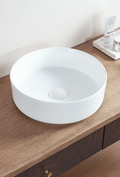 Раковина чаша круглая керамика глянцевая white d36, Boheme - 884-WG