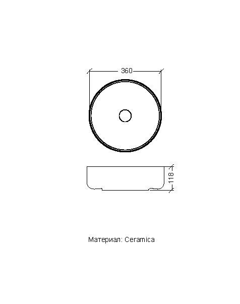 Раковина чаша круглая керамика глянцевая white d36, Boheme - 884-WG