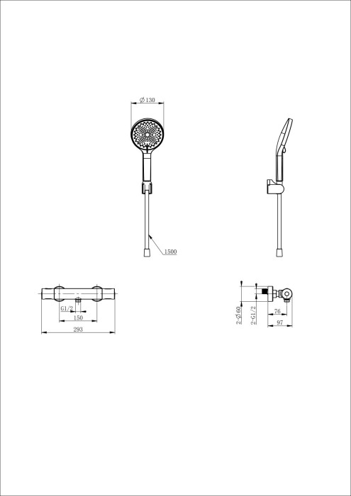 Смеситель для душа с термостатом, Wonzon & Woghand Inn, WW-B3013-A-BGG цвет: графит
