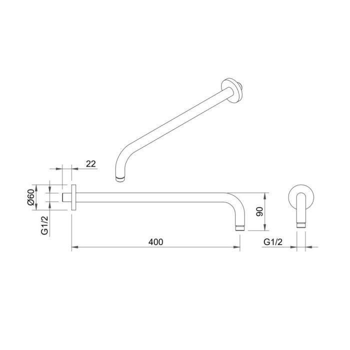 Держатель верхнего душа BERGES Ventas, хром арт. 074009