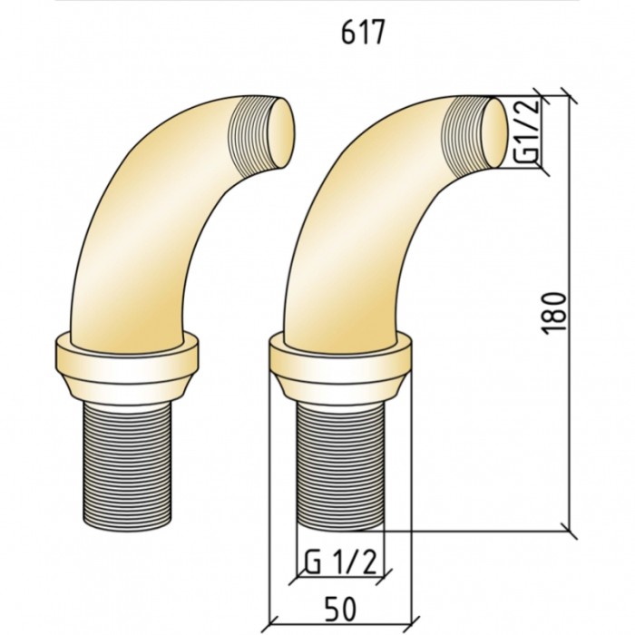 Полуколонны на борт ванны для смесителя, золото, Imperiale Boheme 617