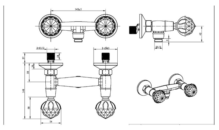 Смеситель для душа, хром, Brillante Boheme 354