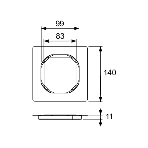Основа для плитки, 100х100 мм, без рамки, TECE арт. 3660016