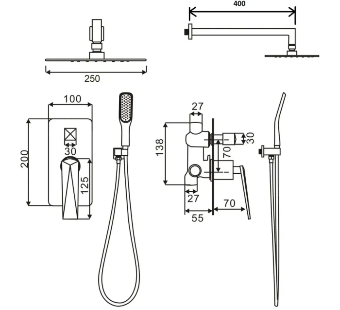 Душевая система, White chrome, Venturo Boheme 374-W-2