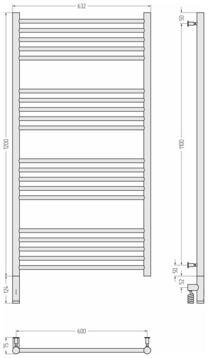 Сунержа Электрический полотенцесушитель 1200x600, Богема 3.0, 30-5804-1260 цвет: матовый белый