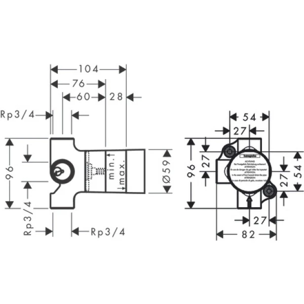 Скрытая часть переключающего вентиля, Hansgrohe Trio, арт. 15984180