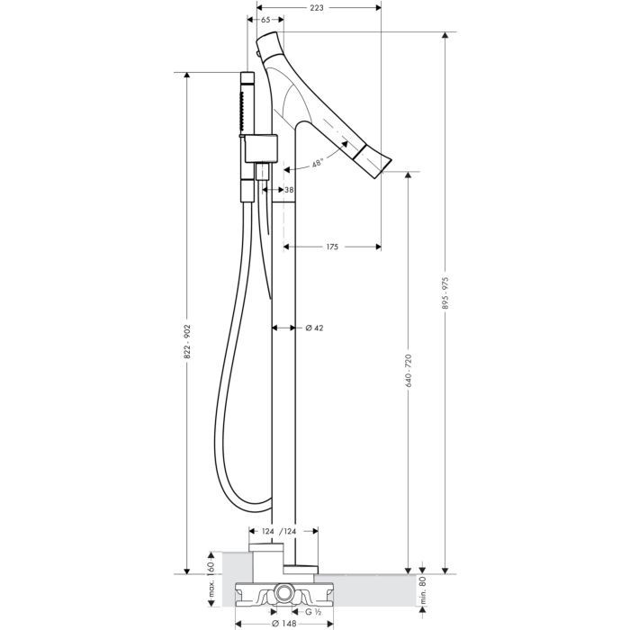 Напольный термостат для ванны Starck Organic Axor, шлифованное красное золото арт. 12016310