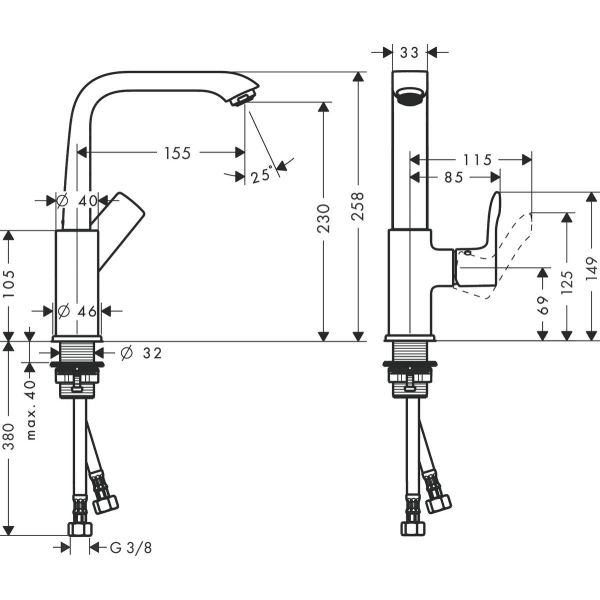 Смеситель для раковины с поворотным изливом, Hansgrohe Metris, хром арт. 31081000