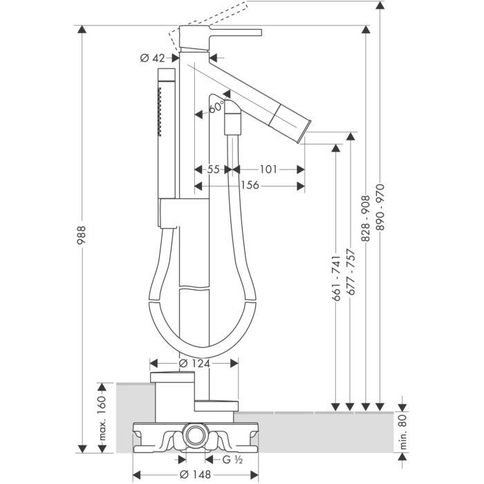 Напольный смеситель для ванны Starck Axor, полированное красное золото арт. 10456300