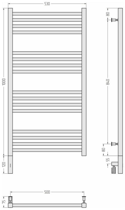 Сунержа Электрический полотенцесушитель 1000x300, Модус 3.0, 31-5700-1050 цвет: матовый чёрный