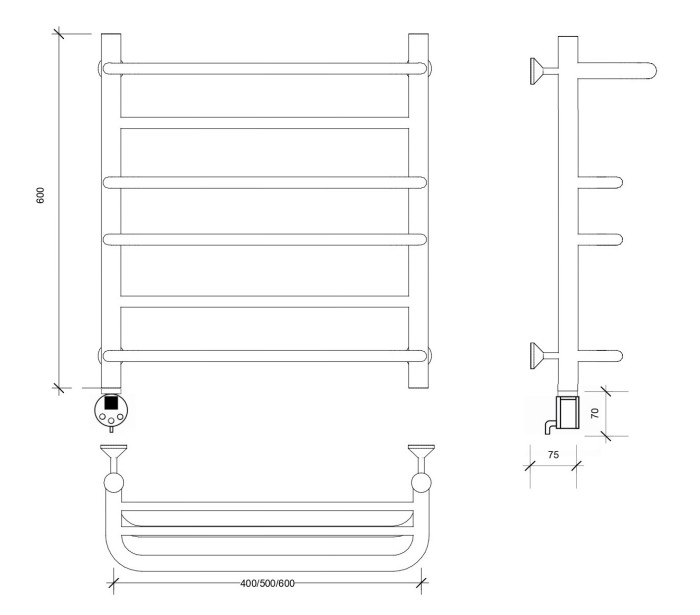 Полотенцесушитель электрический 60x40 Верона 2 (хром) Secado арт. 4673739246924