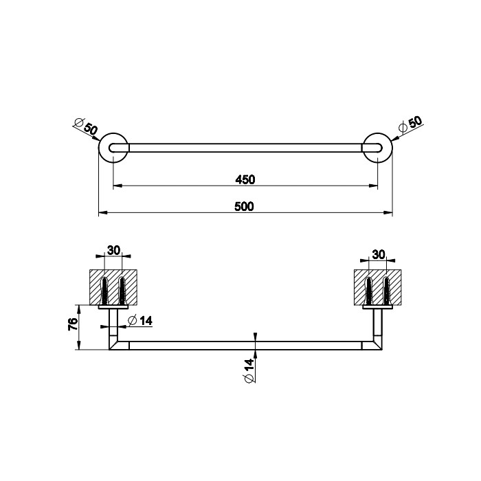 Настенный полотенцедержатель, 45 см, Gessi Anello, хром арт. 63800#031