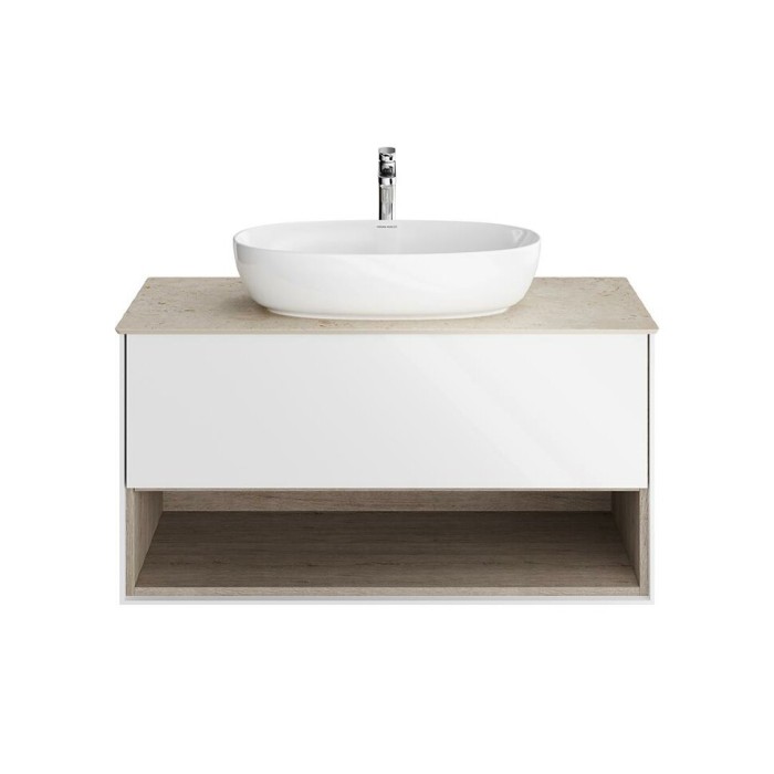 Тумба подвесная 100см, 1 ящик + полка, Plaza modern Kerama Marazzi, белый - PLB.M.100.1\WHT