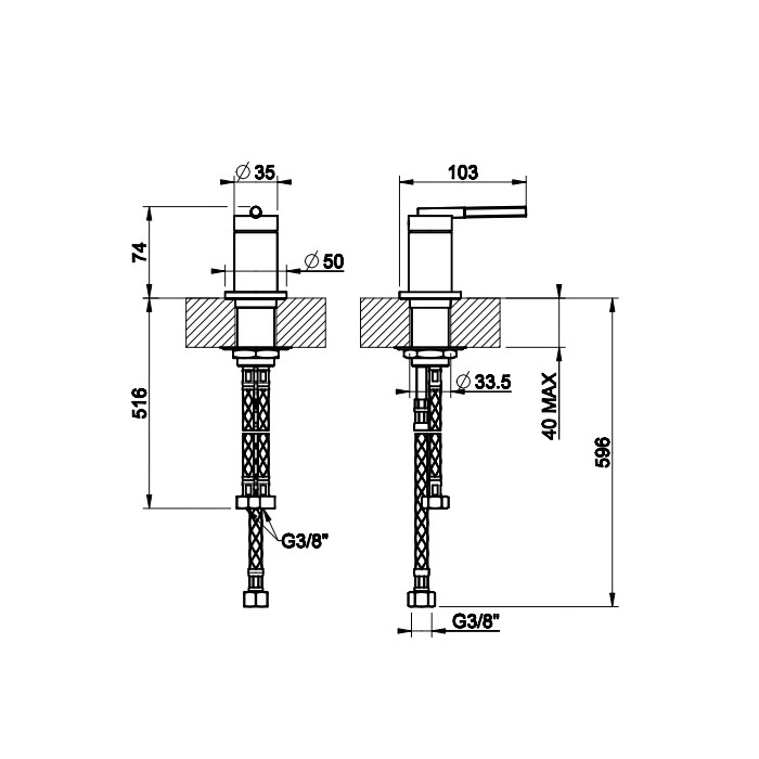 Смеситель для раковины без излива, Gessi Ingranaggio, хром арт. 63600#031