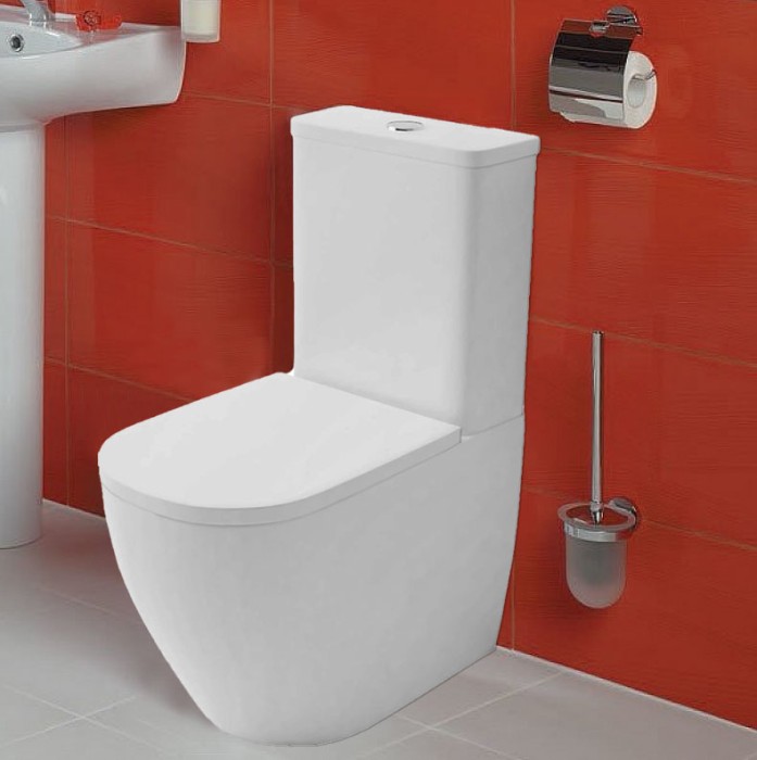 Унитаз-компакт 615х365х840 напольный, безободковый в комплекте с арматурой, сиденье микролифт, белый, Azario Renda арт. AZ-8693