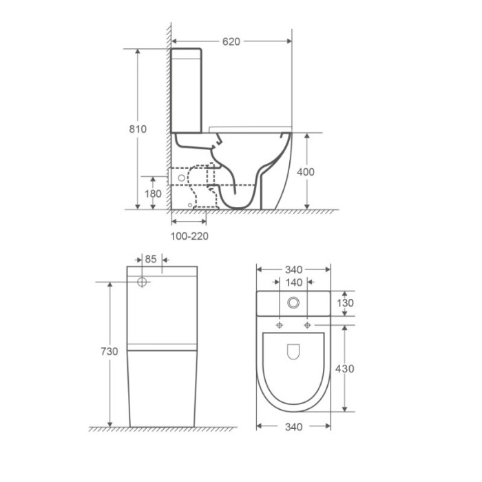 Унитаз-компакт 615х365х840 напольный, безободковый в комплекте с арматурой, сиденье микролифт, белый, Azario Renda арт. AZ-8693