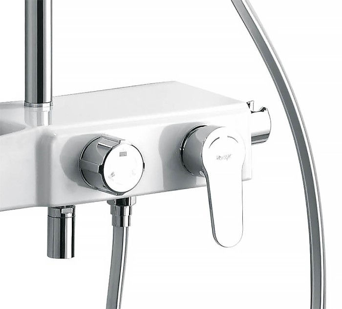 Душевая система с поворотным изливом, керамический картридж, хром/белый, Azario NEVO арт. AZ-801