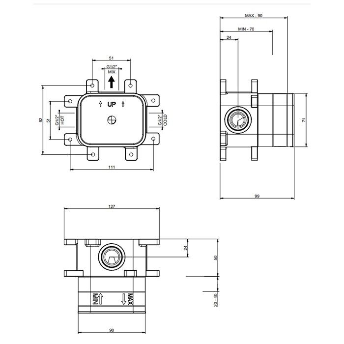 Встраиваемая часть для однорычажного смесителя, Gessi Emporio Via manzoni, арт. 38455#031
