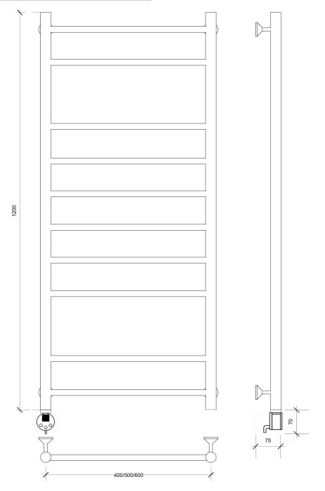 Полотенцесушитель электрический 120x40 Триада 2 Secado арт. 4673739242926