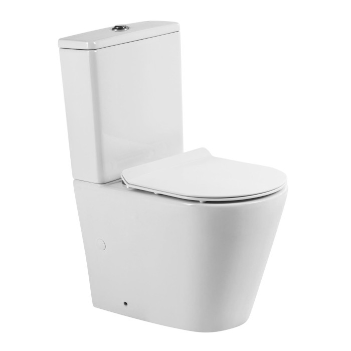 Унитаз-компакт безободковый со смывом TORNADO, BelBagno, белый глянцевый, FLAY-R арт. BB2149CP-TOR/BB2149T/BB2111SC