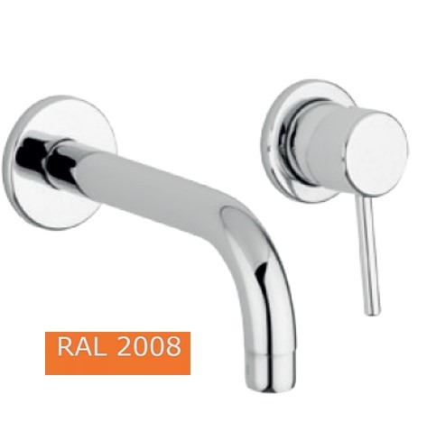 Внешняя часть смесителя для раковины настенного монтажа, излив 20 см, без донного клапана, Giulini Futuro, RAL2008glossy арт. 6525-20EPCCRAL2008glossy