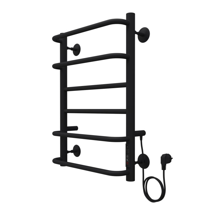 Полотенцесушитель электрический 400/600 6 секций, диммер справа, черный, Milan Azario - AZ90846B