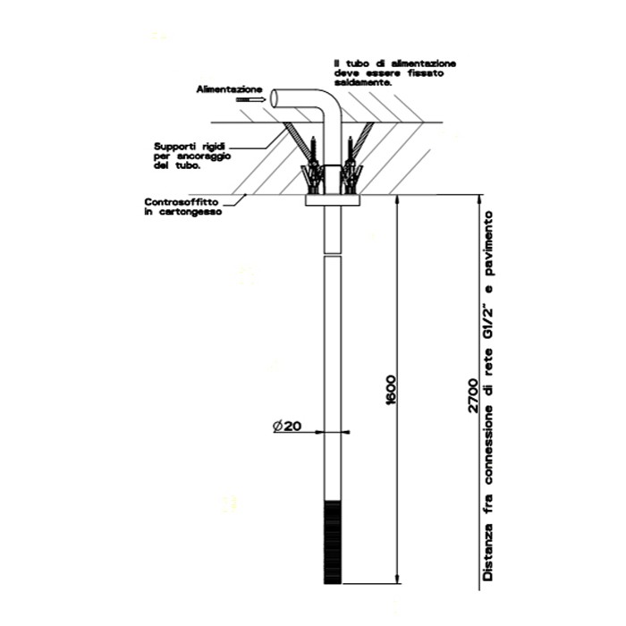 Излив потолочный с удаленным управлением, Gessi Trame, шлифованная сталь арт. 54399#239