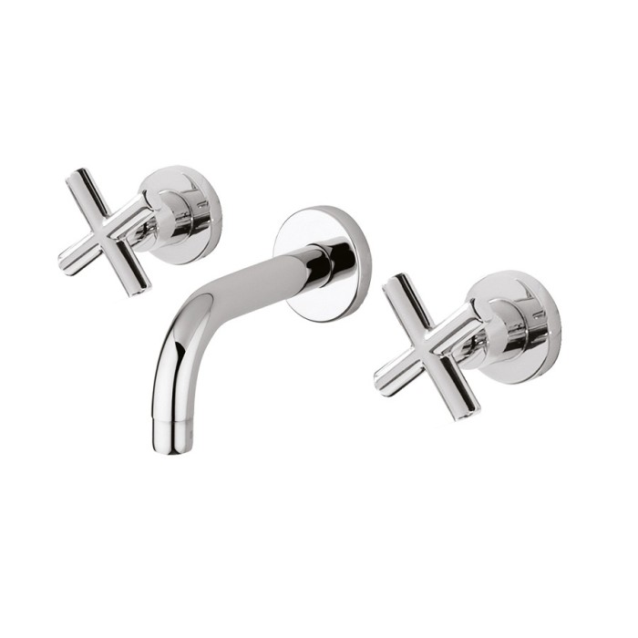 Смеситель для раковины на 3 отверстия настенного монтажа, излив 250 мм, без донного клапана, Giulini G3, хром арт. 7620-25