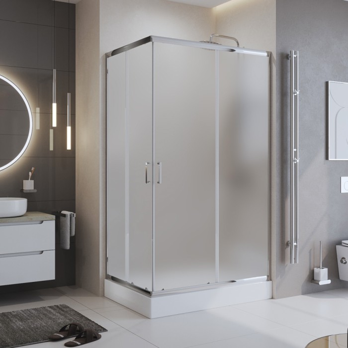 Душевой уголок 90x195 BelBagno, глянцевый хром, Uno-195 арт. UNO-195-AH-2-90/70-P-Cr