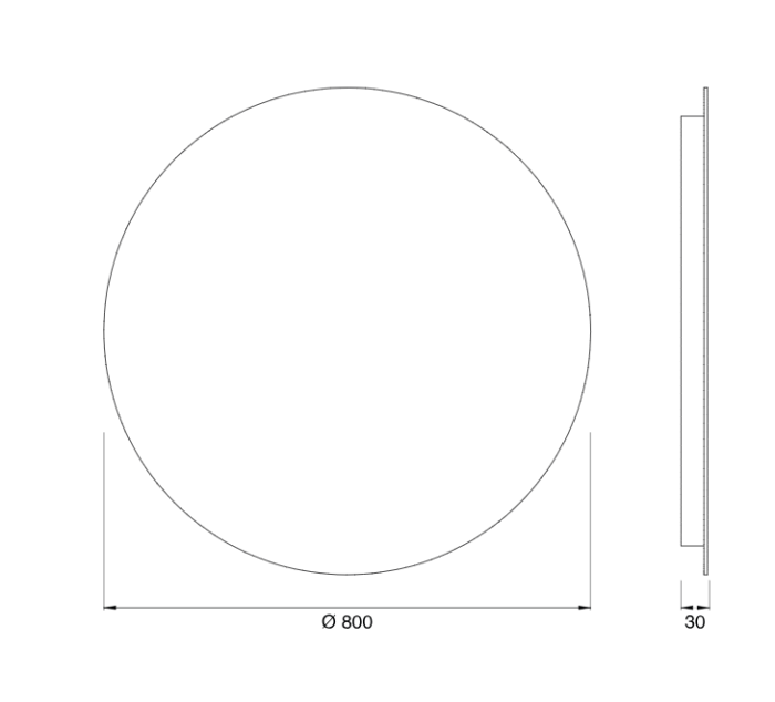 Зеркало Cea Design 800мм без подсветки, толщина 4 мм, полированный край с крепежной конструкцией из нержавеющей стали арт. MIR03S