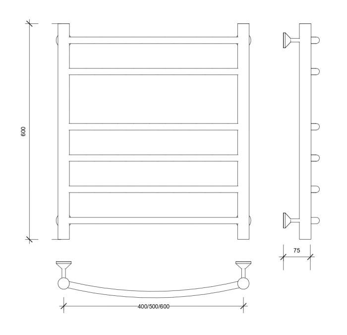 Полотенцесушитель водяной 60x40 Милан 5 (хром) Secado арт. 4603777445102