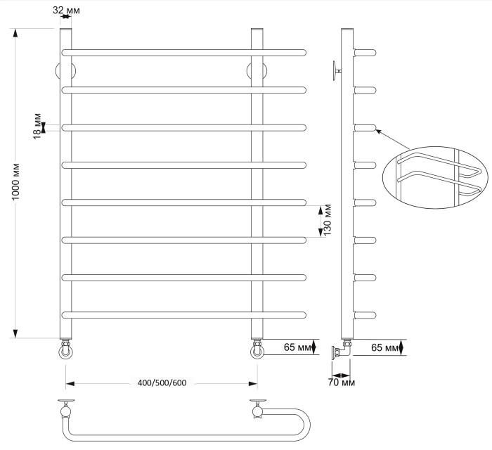 Полотенцесушитель водяной латунный 60x100 Венеция 2 (бронза) Secado арт. 4603777460594
