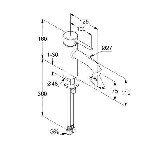 Смеситель для умывальника, bozz Kludi, брашированное золото - 38272n076