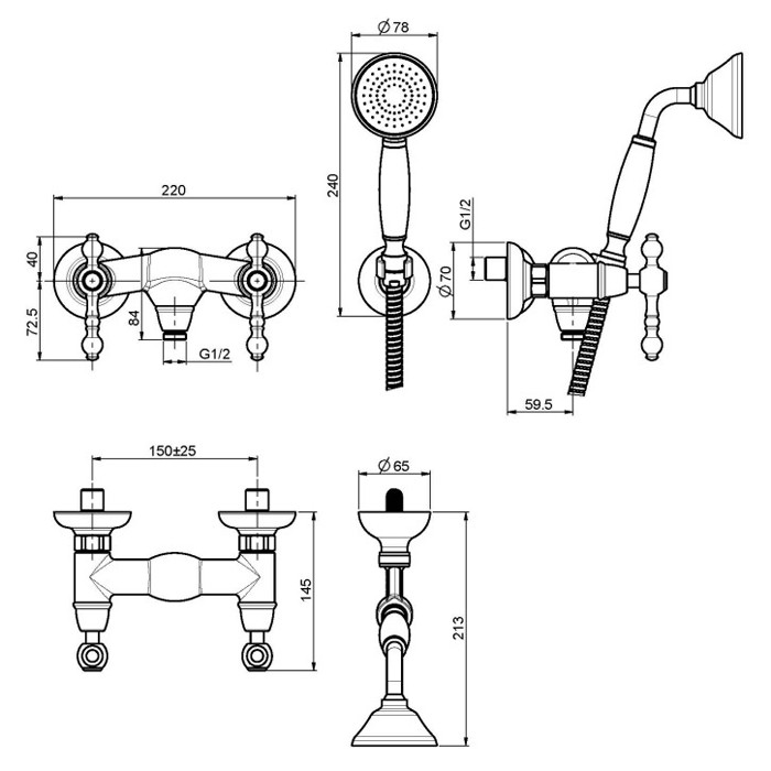 Fima Carlo Frattini Смеситель для душа с душевым комплектом, Epoque, F5055CR цвет: хром