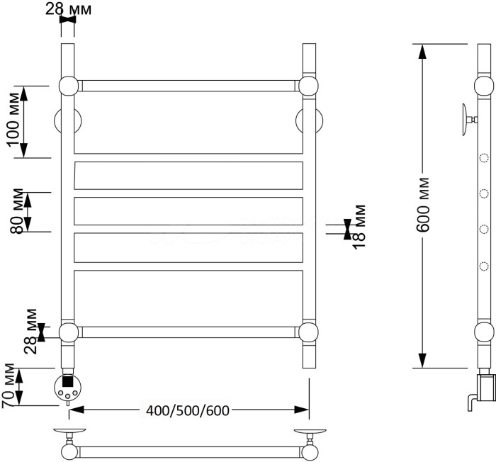 Полотенцесушитель водяной латунный 40x60 Флоренция 4 (бронза) Secado арт. 4603777460426