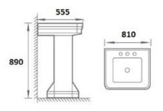 Раковина с пьдесталом, 810мм, Boheme Vogue - 942-2