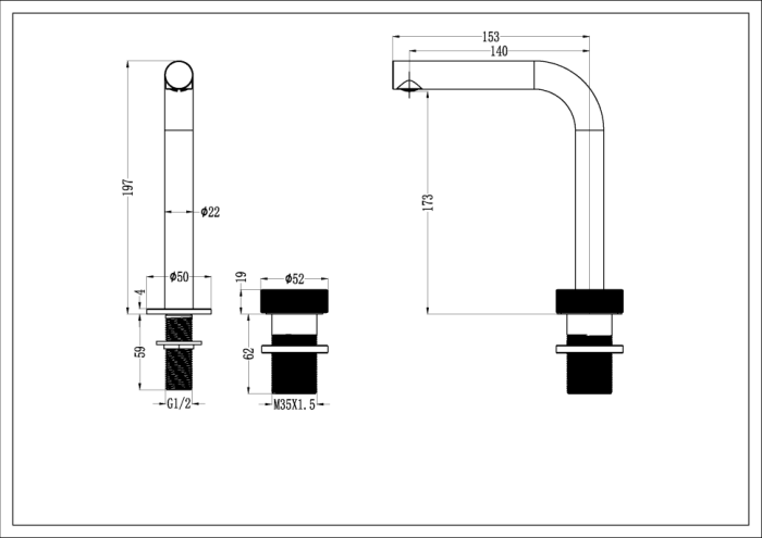 Смеситель автоматический для раковины на 2 отв. Black, Boheme Tech - 158-B