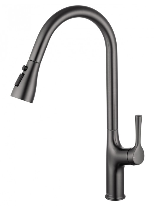 Смеситель для кухни с выдвижным изливом, Wonzon &amp; Woghand, WW-AE54123-BGG цвет: графит