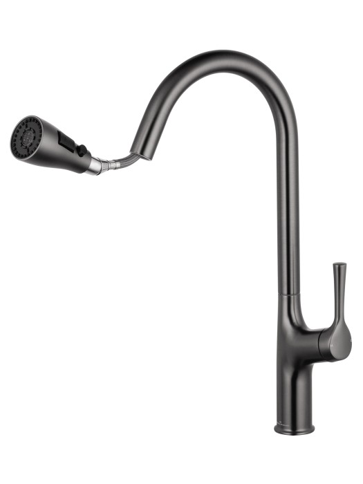 Смеситель для кухни с выдвижным изливом, Wonzon & Woghand, WW-AE54123-BGG цвет: графит