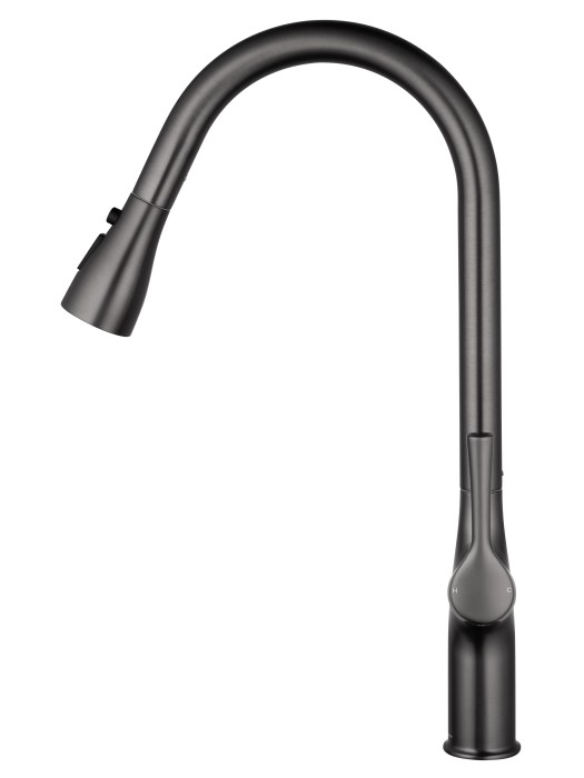 Смеситель для кухни с выдвижным изливом, Wonzon & Woghand, WW-AE54123-BGG цвет: графит
